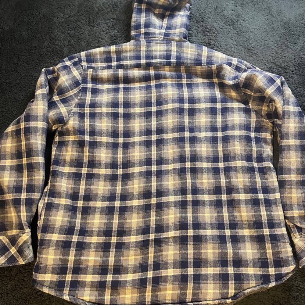 JNCO Flannel Hoodie Men L Blue Plaid Sherpa Lined Snap Front Y2K Skater Grunge - Picture 3 of 7